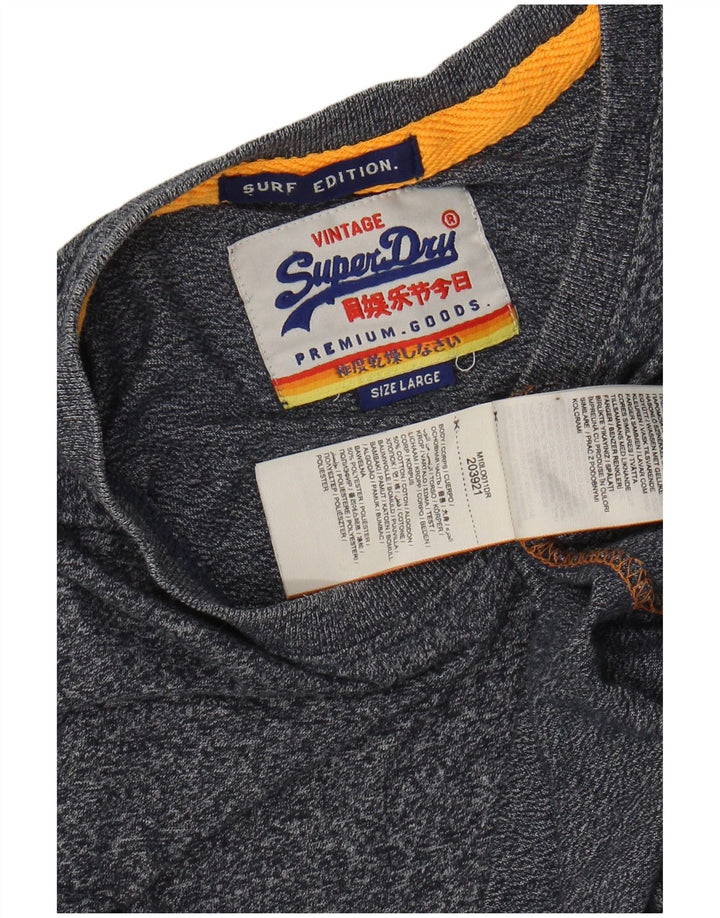 T-shirt da uomo SUPERDRY Top grande in cotone screziato blu navy