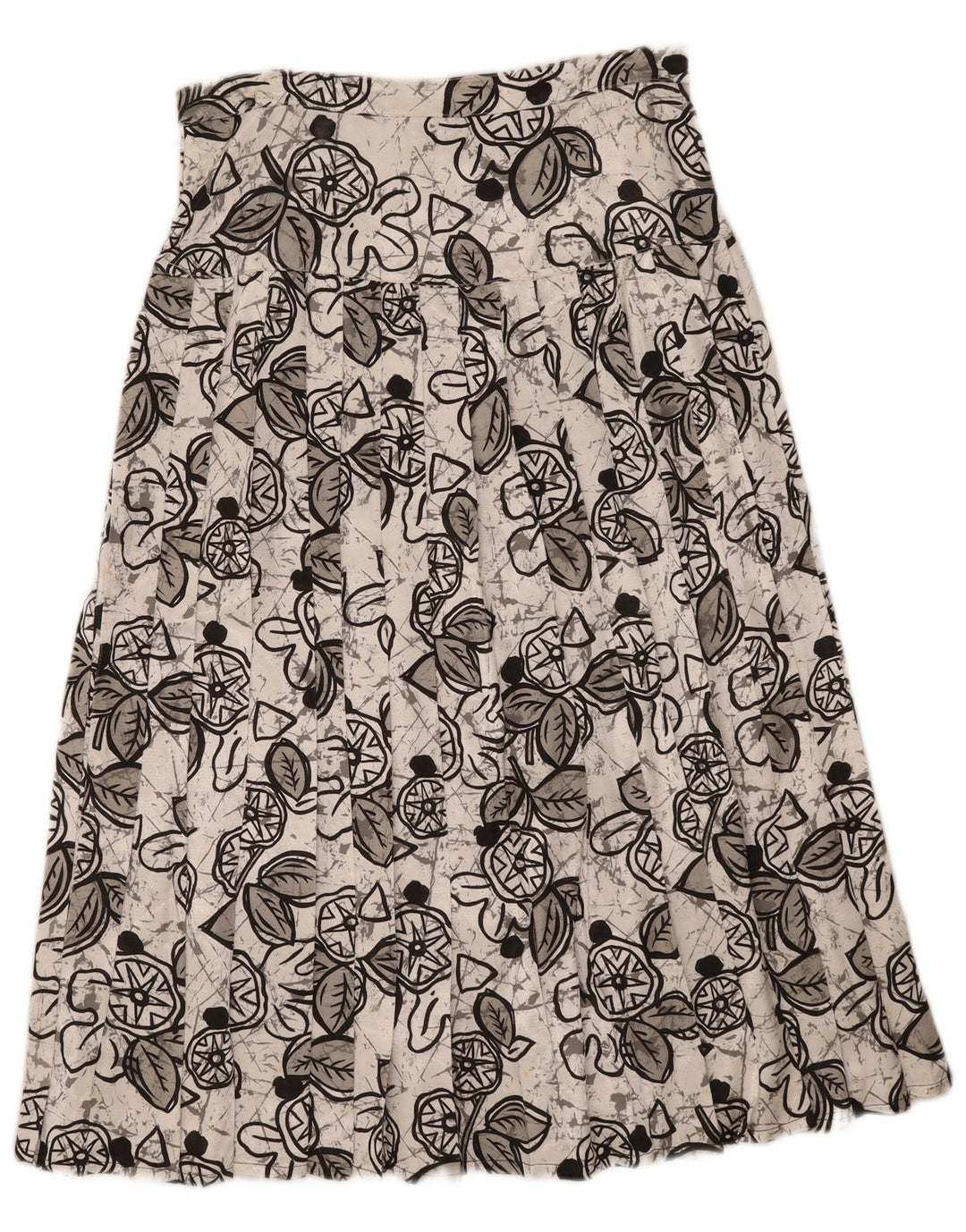 Gonna longuette a pieghe da donna vintage W29 floreale bianco medio
