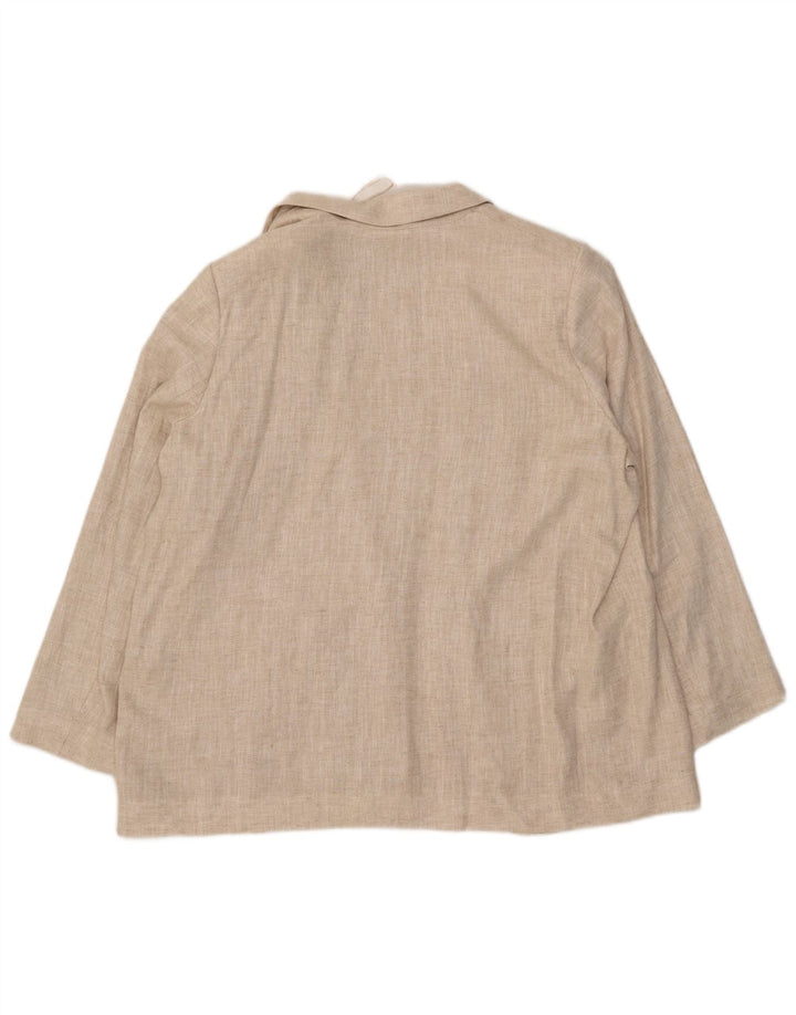 MARKS & SPENCER Giacca blazer aperta da donna UK 20 2XL Lino beige