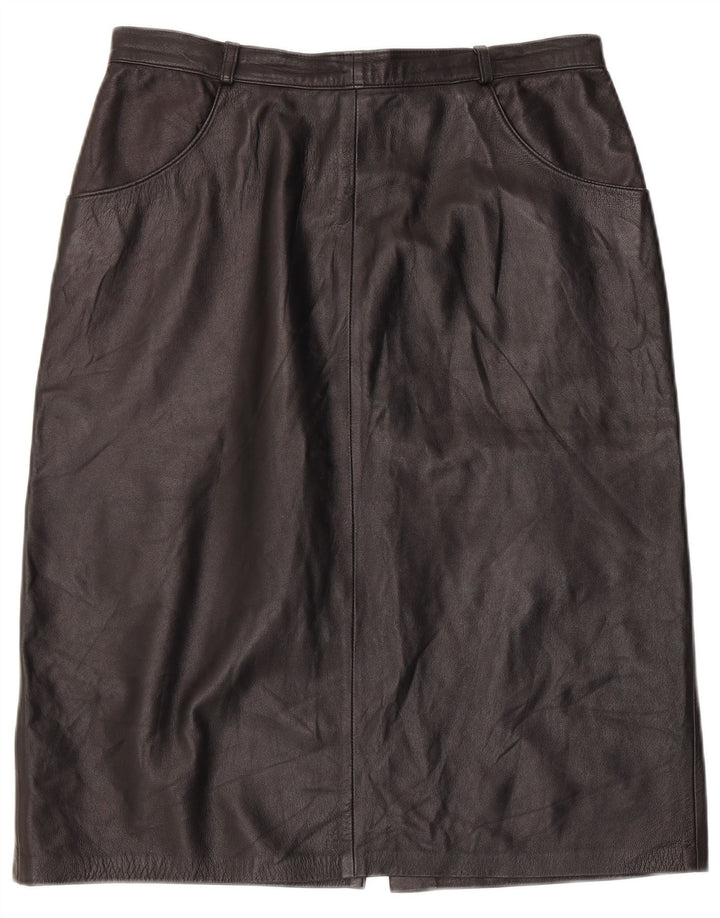Gonna in pelle vintage da donna W32 grande nera