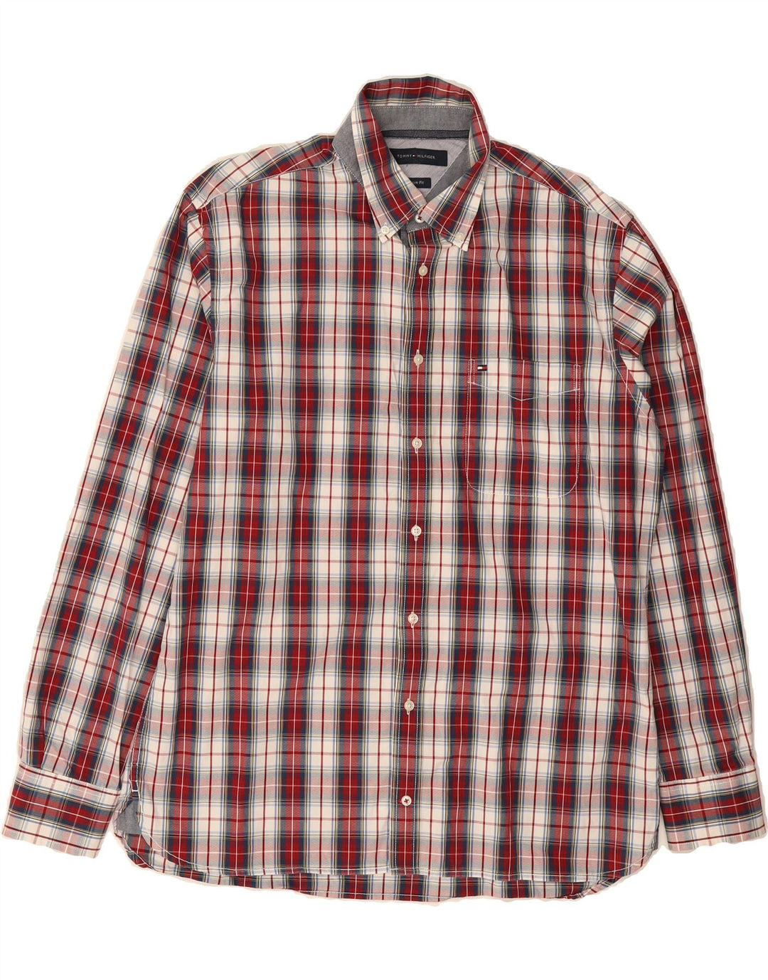 TOMMY HILFIGER Mens Custom Fit Shirt Large Red Check Cotton Vintage Tommy Hilfiger and Second-Hand Tommy Hilfiger from Messina Hembry 