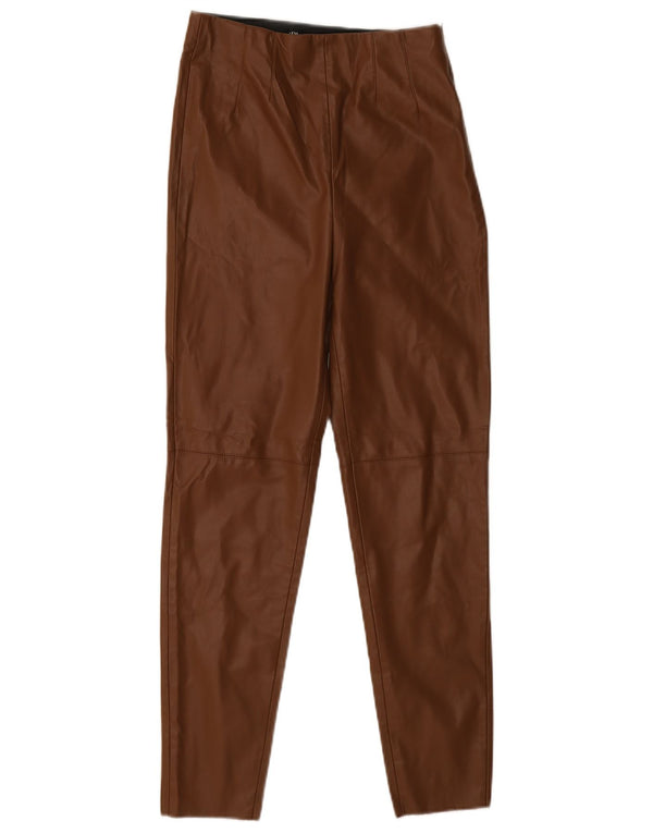 Pantaloni skinny da donna in ecopelle Zara medi W28 L27 poliestere marrone