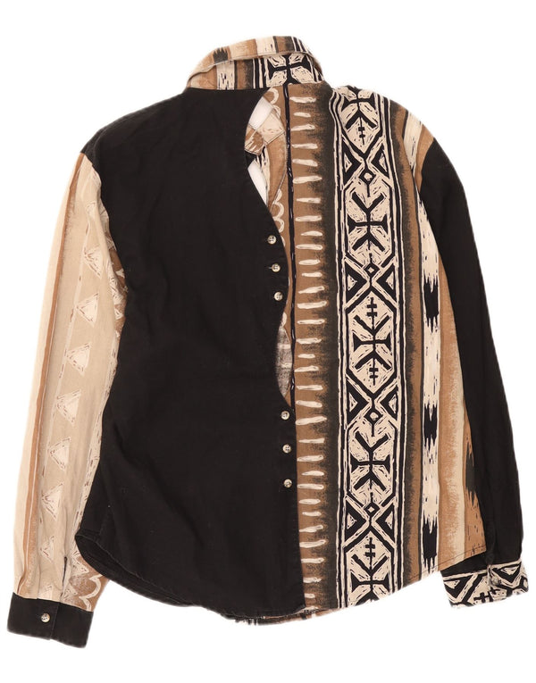 Vintage Womens Shirt Blouse UK 14 Large Black Geometric