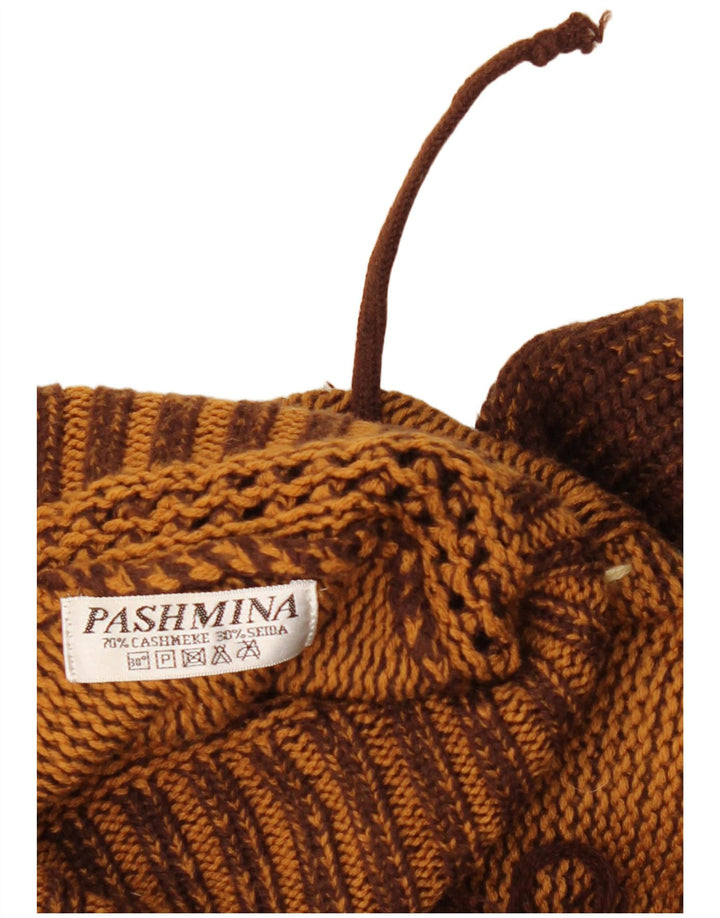 Maglione poncho da donna Pashmina taglia unica marrone a rombi/diamante cashmere
