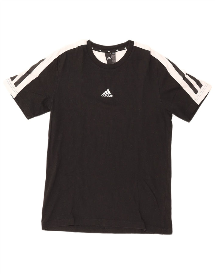 T-shirt da uomo Adidas Top Small nera in cotone color block