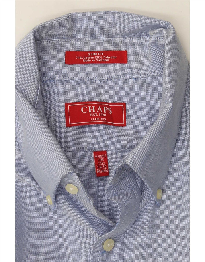 Camicia slim fit da uomo Chaps taglia 15 1/2 cotone blu medio