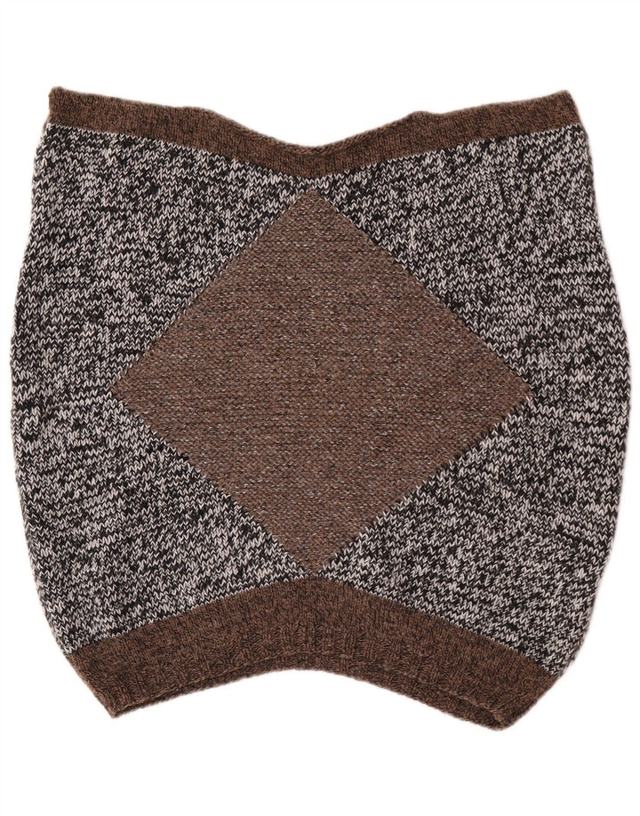 Maglione vintage da donna a maniche corte con collo a bottoni UK 14 Grigio medio