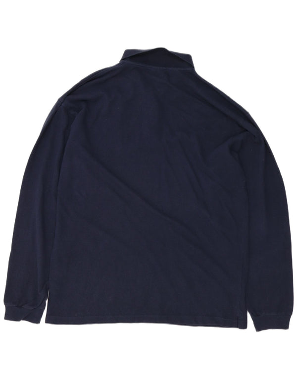 Polo da uomo a maniche lunghe CHAMPION 2XL in cotone blu navy