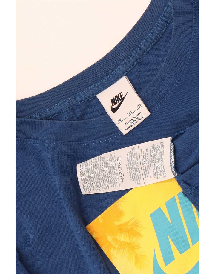T-shirt grafica da uomo Nike Top 2XL in cotone blu