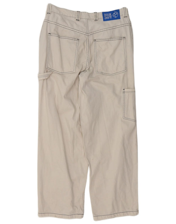 Pantaloni cargo dritti da uomo vintage piccoli W29 L28 in cotone bianco
