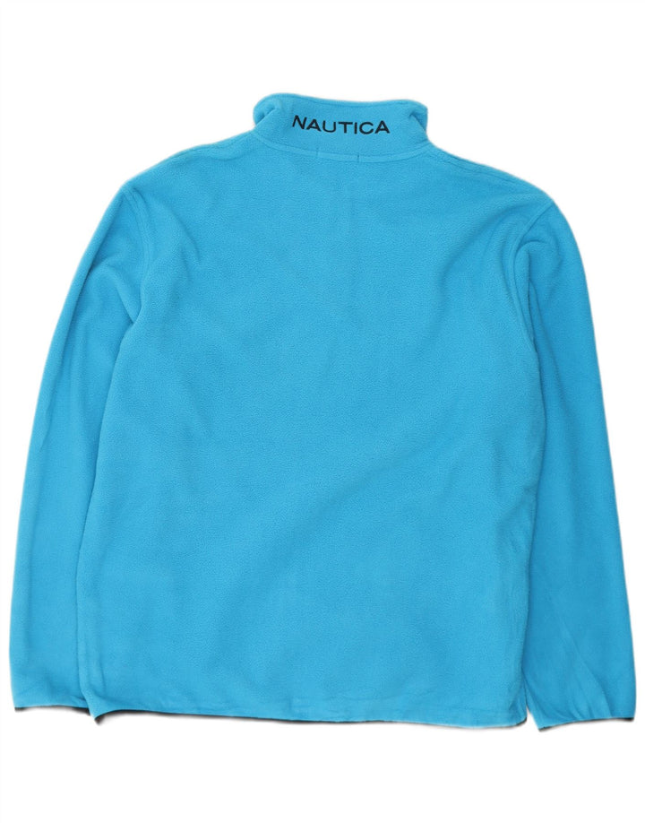 NAUTICA Mens Zip Neck Fleece Jumper XL Blue Polyester