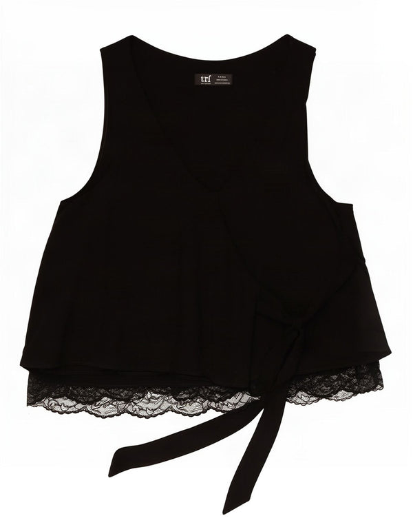 Top Zara Trafaluc senza maniche da donna, camicetta senza maniche, UK 12, medio, nero floreale