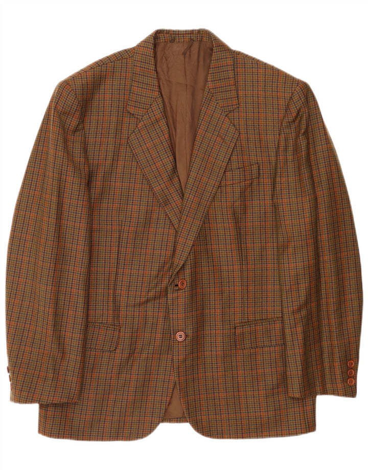 Giacca Blazer da Uomo a 2 Bottoni Monti IT 52 XL Lana Vergine Pied De Poule Marrone