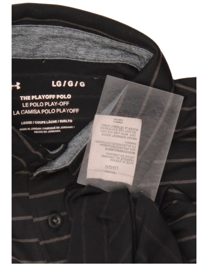 Polo da uomo UNDER ARMOUR Large in poliestere a righe nere