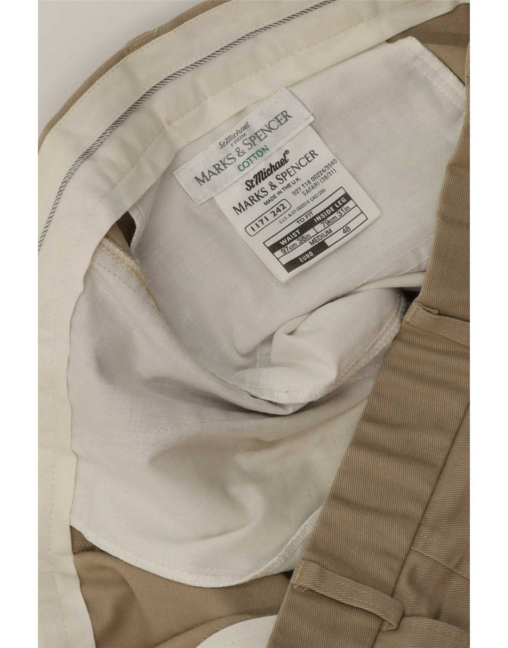 Pantaloni da abito con pegging Marks & Spencer da uomo St. Michael W38 L31 in cotone beige