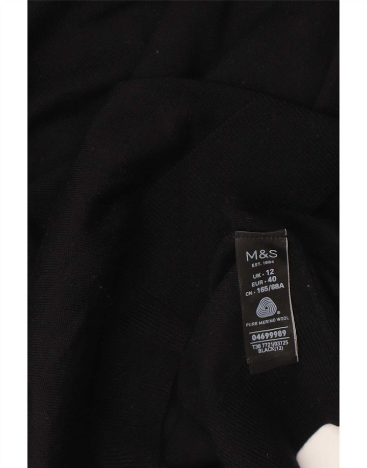 Maglione maglione girocollo da donna Marks & Spencer UK 12 lana nera media
