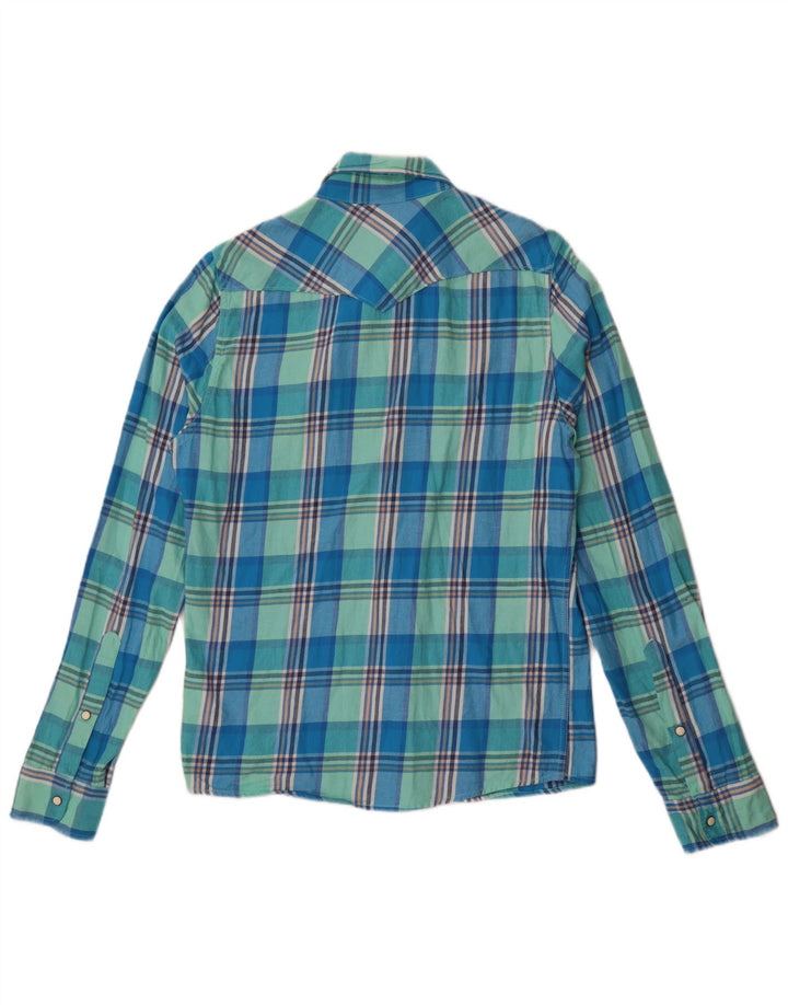 Camicia Hollister da uomo in flanella di cotone a quadri blu medio