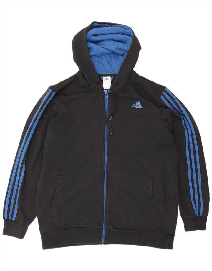 Maglione con cappuccio e zip ADIDAS da uomo XL in cotone nero