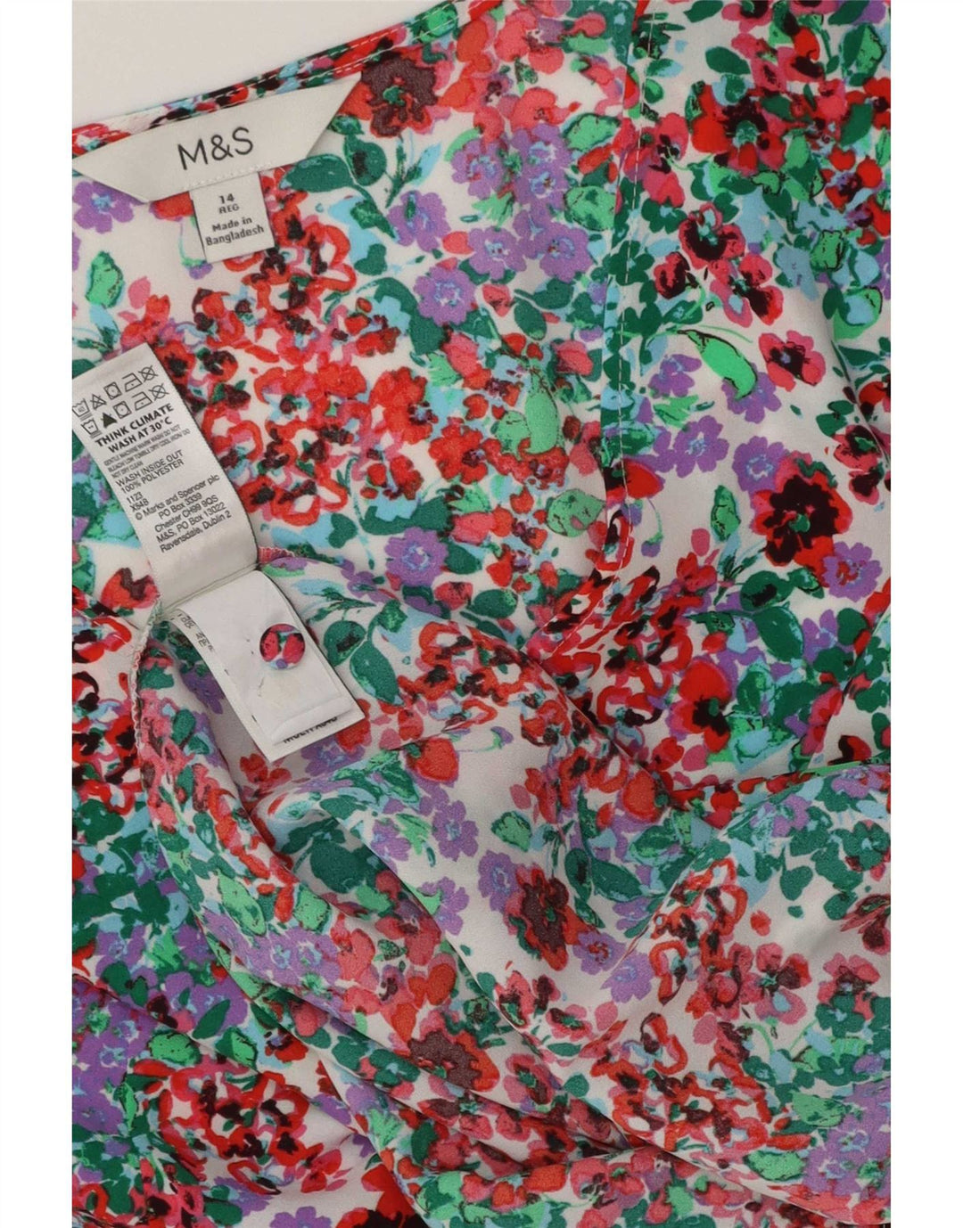 Camicetta camicia da donna Marks & Spencer UK 14 grande floreale multicolore