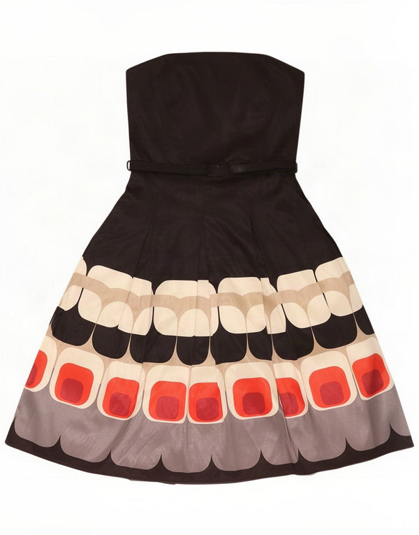 Debut Abito da donna senza spalline UK 14 Large Nero geometrico Poliestere