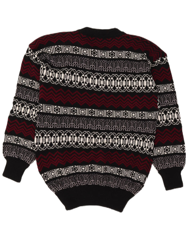 Maglione vintage da uomo girocollo, maglione grande, acrilico Fair Isle multicolore