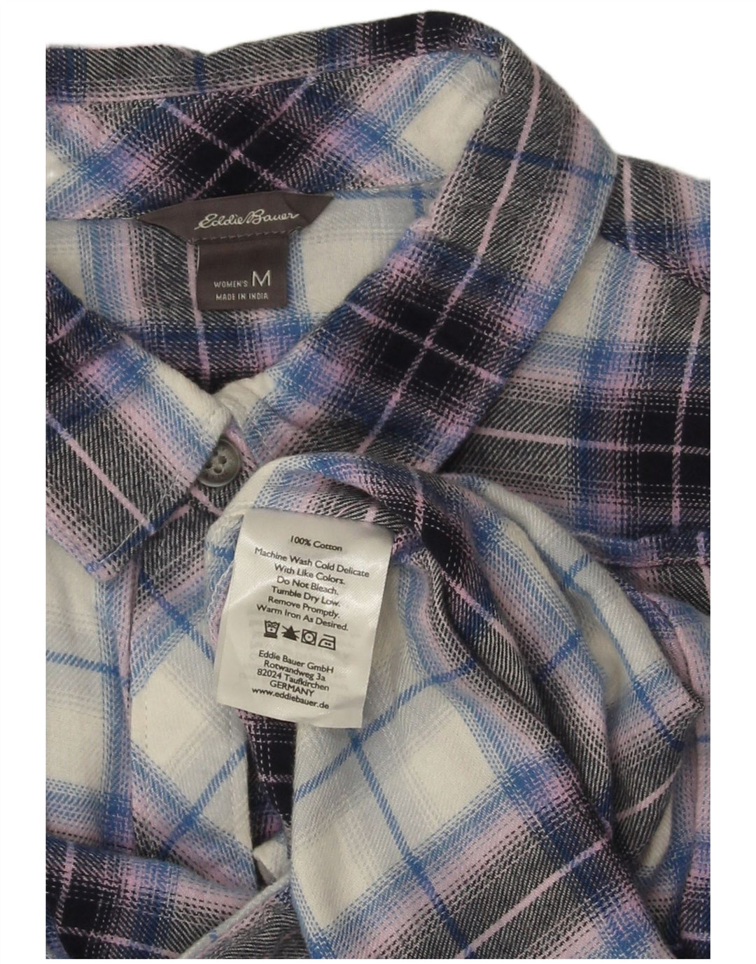Camicia in flanella da donna Eddie Bauer UK 14 Cotone scozzese viola medio