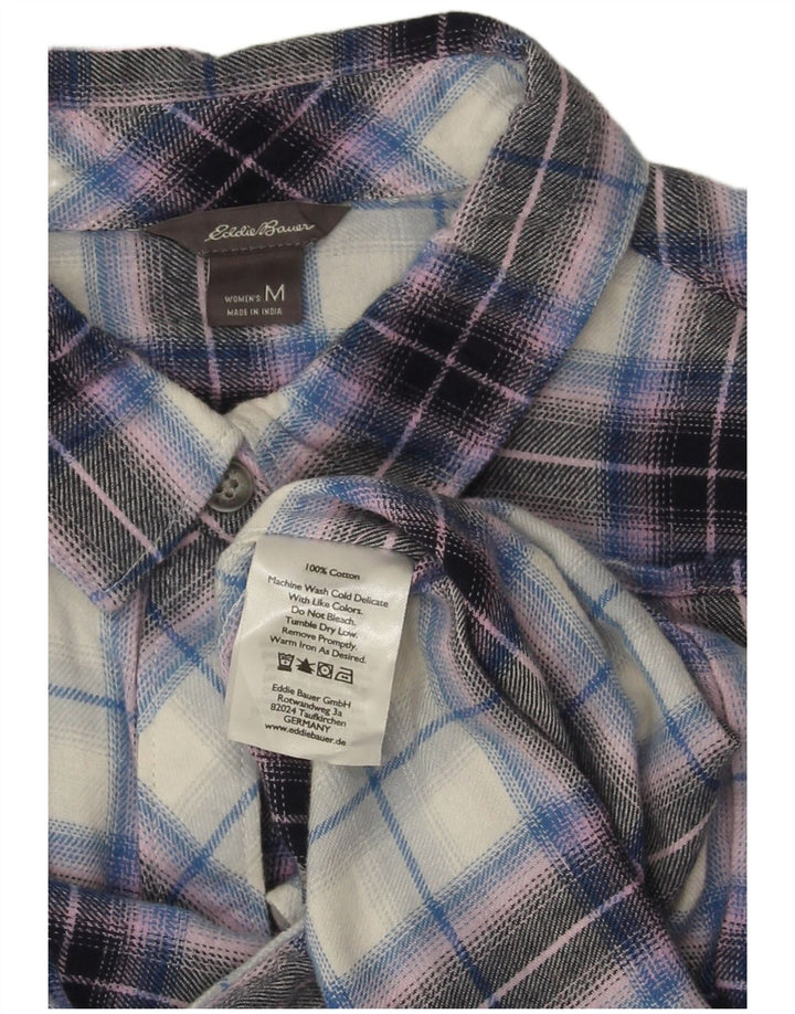 Camicia in flanella da donna Eddie Bauer UK 14 Cotone scozzese viola medio