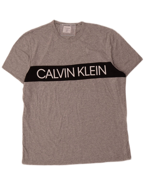 T-shirt grafica da uomo Calvin Klein Top grande in cotone chiazzato grigio