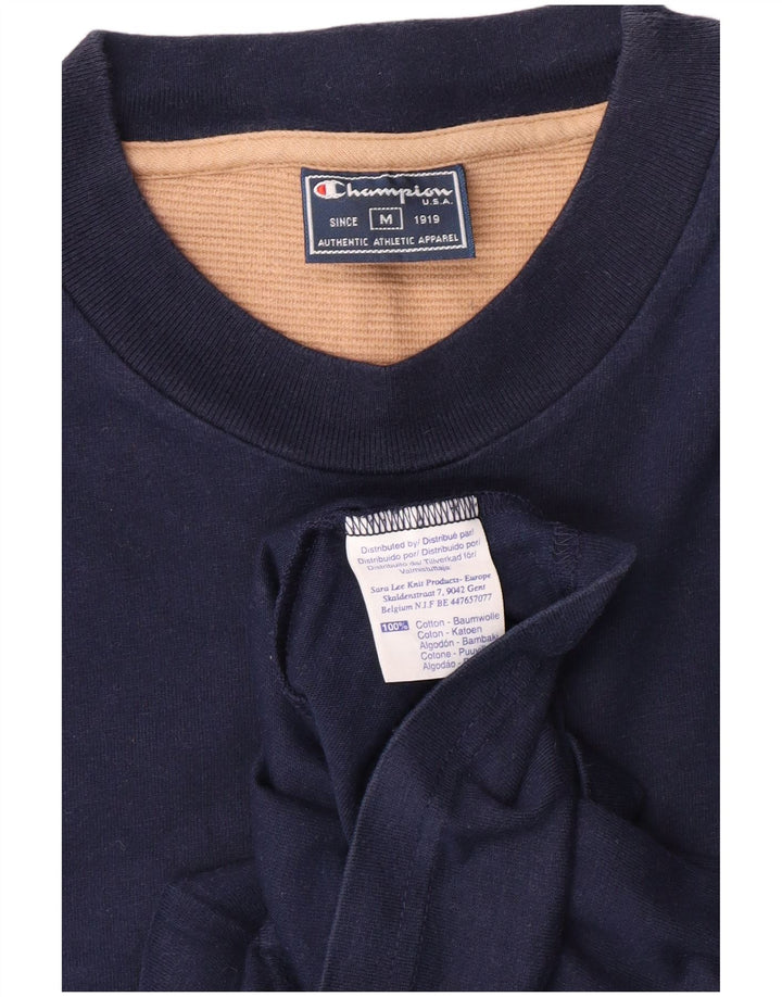 CHAMPION Top grafico da uomo a maniche lunghe in cotone blu navy medio