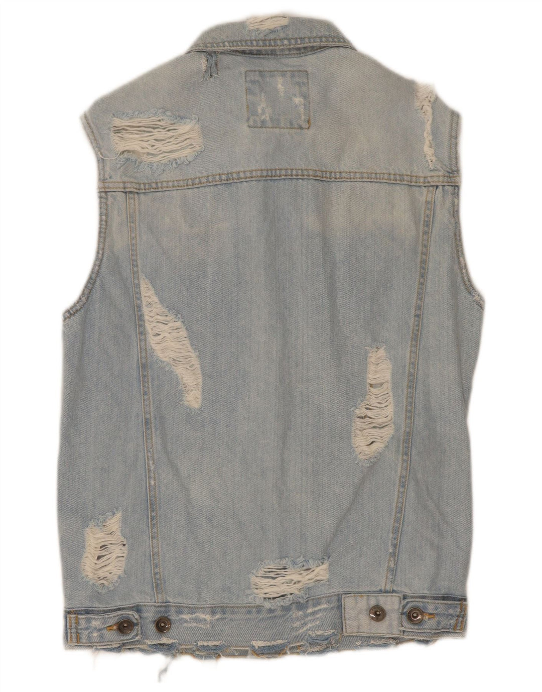 Gilet da uomo in denim invecchiato Zara UK 38 cotone blu medio