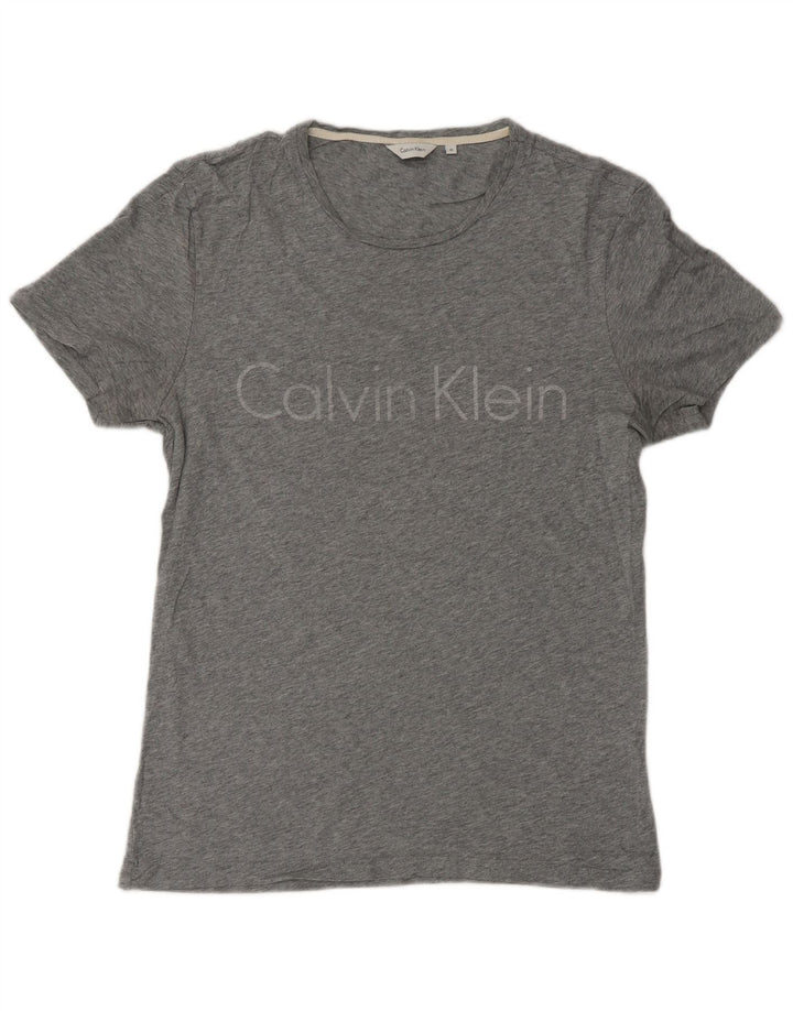 CALVIN KLEIN T-shirt grafica da uomo Top in cotone mélange grigio medio