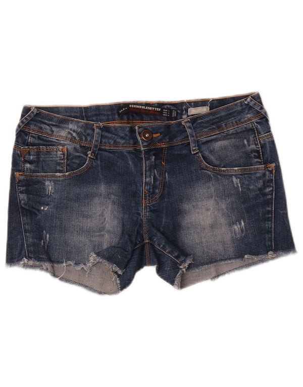 Pantaloncini di jeans invecchiati Zara da donna EU 38 piccoli W28 blu