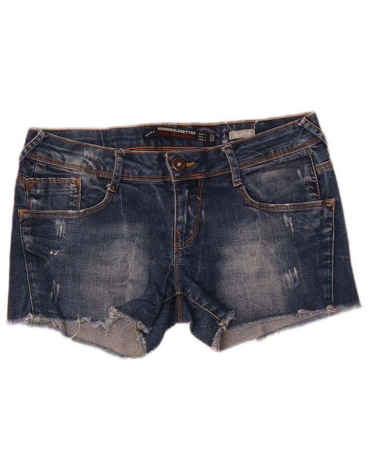 Pantaloncini di jeans invecchiati Zara da donna EU 38 piccoli W28 blu