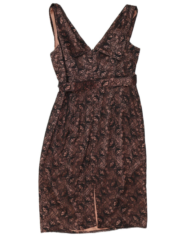 MONSOON Womens Sleeveless Sheath Dress UK 16 Large Black Floral