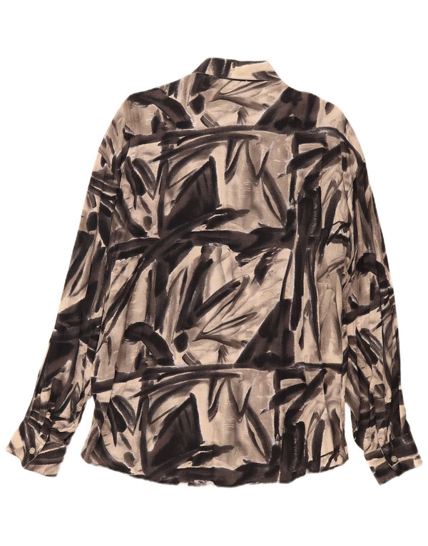 Camicia vintage da uomo con motivo astratto grande grigia