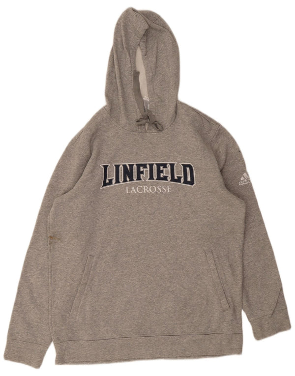 Felpa con cappuccio grafica Adidas Linfield Lacrosse da uomo, grande, in cotone grigio