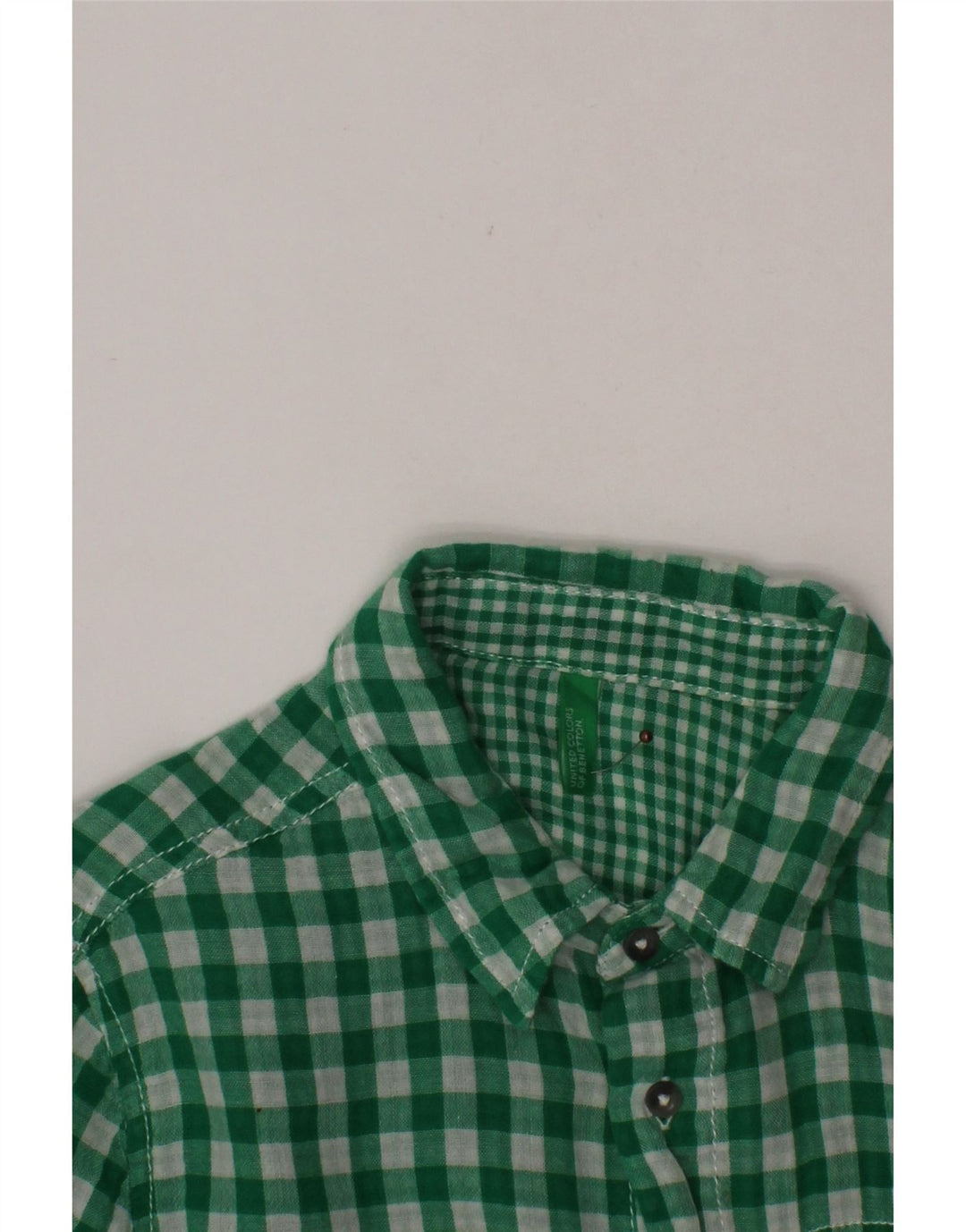 Camicia a maniche corte per bambino BENETTON 10-11 anni a quadretti verdi