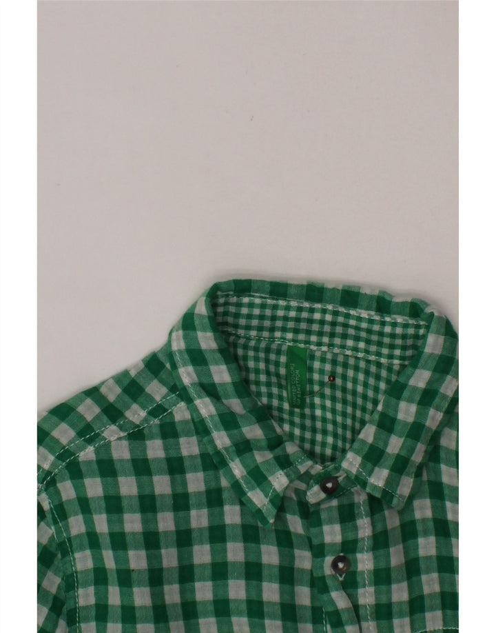 Camicia a maniche corte per bambino BENETTON 10-11 anni a quadretti verdi