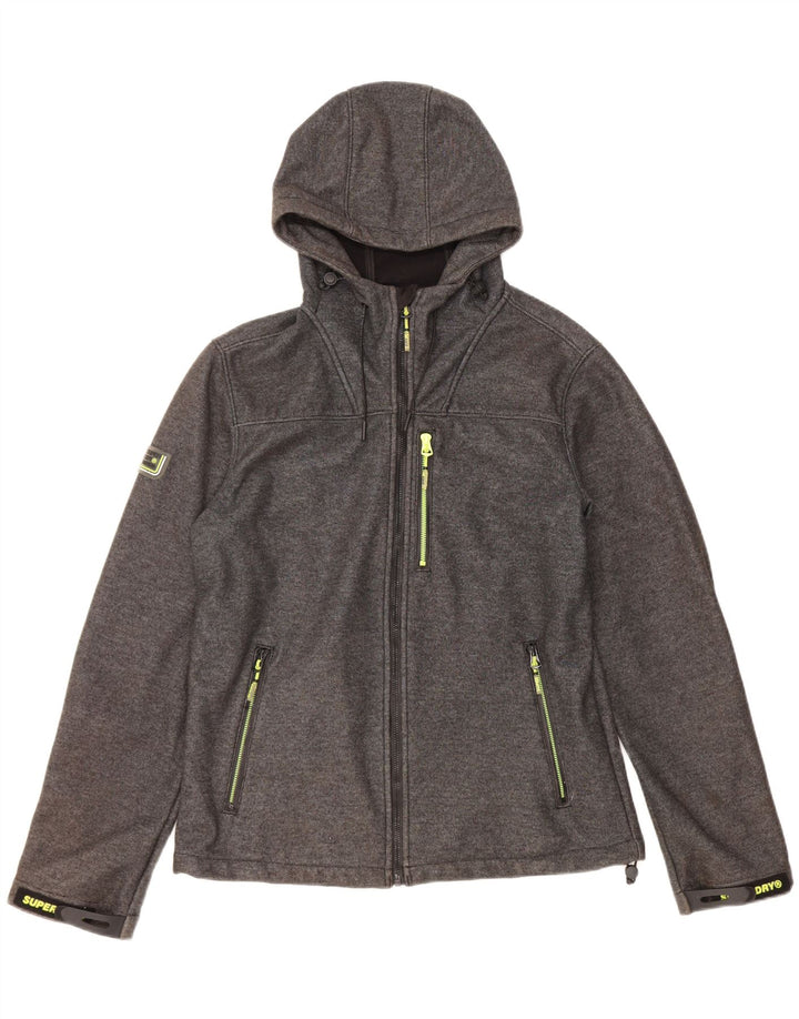 Giacca a vento con cappuccio da uomo Superdry UK 38 Poliestere grigio medio