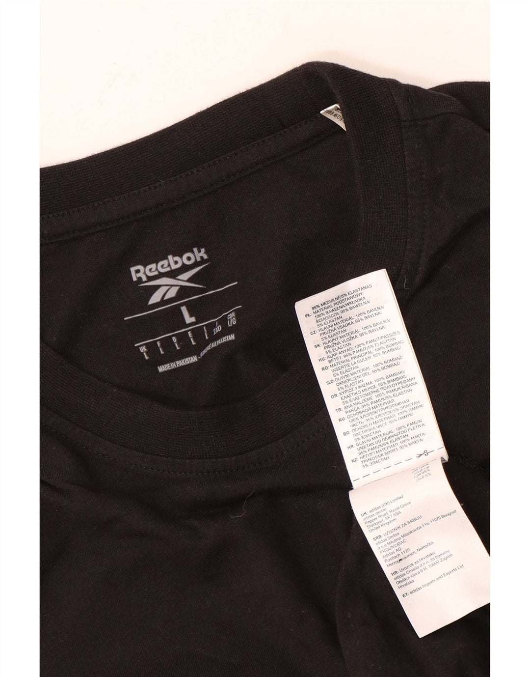 REEBOK T-shirt da uomo Top grande in cotone nero