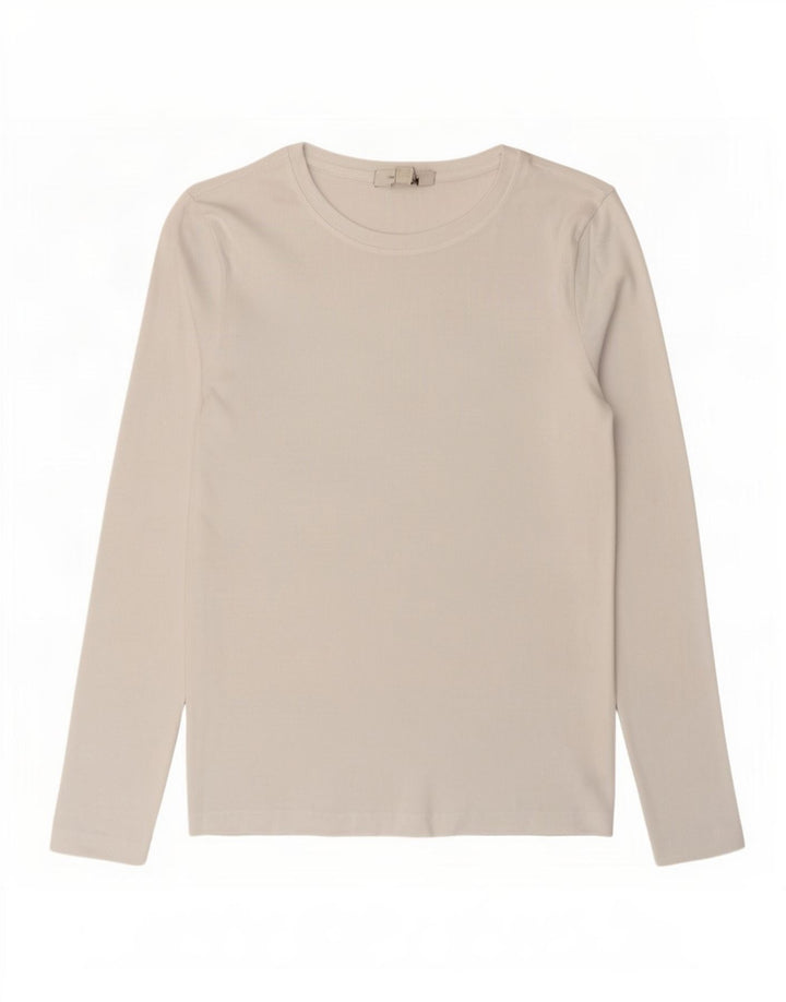 Marks & Spencer Top da donna manica lunga UK 10 piccolo cotone bianco