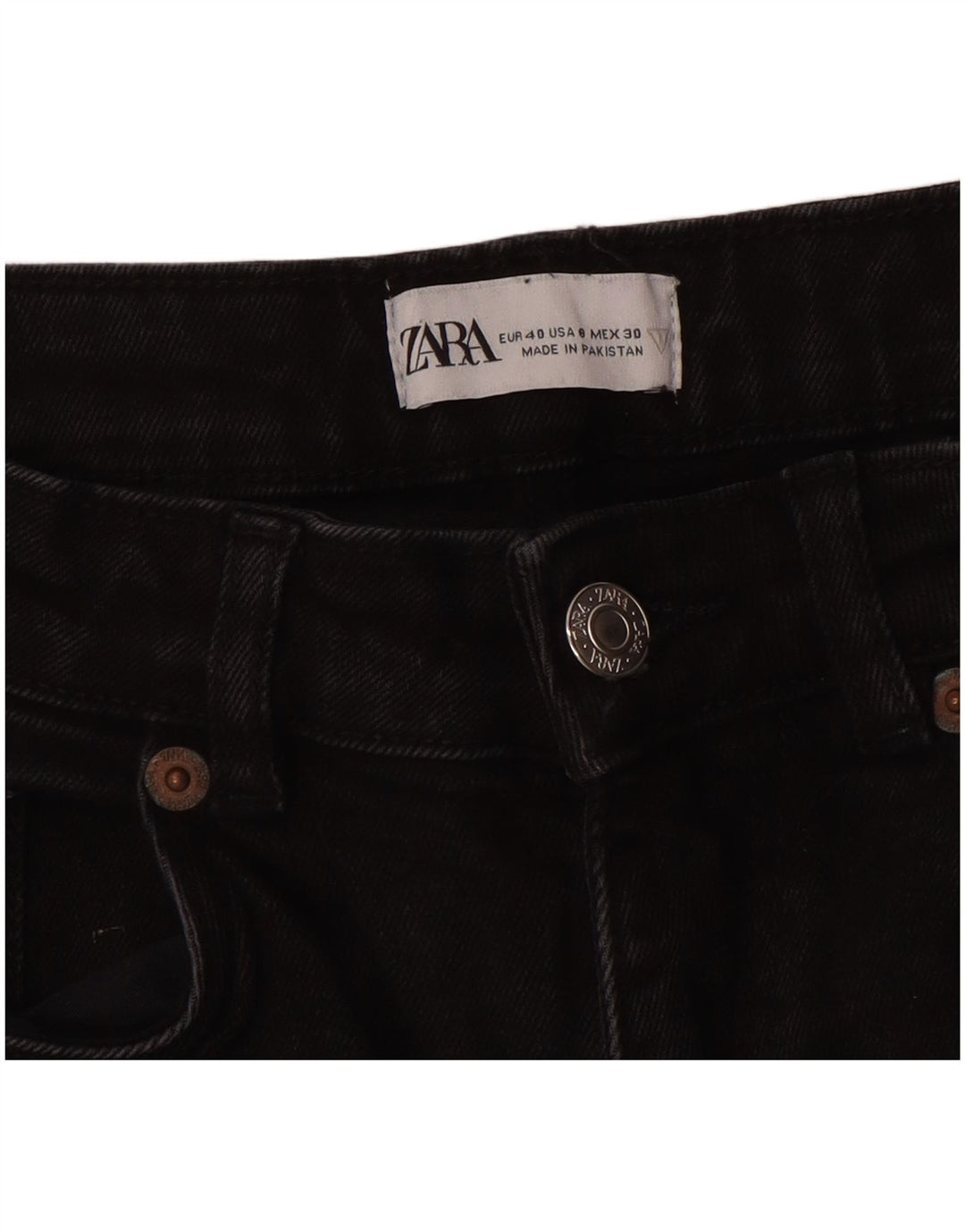 Jeans corti da donna Zara EU 40 medi W30 L24 neri