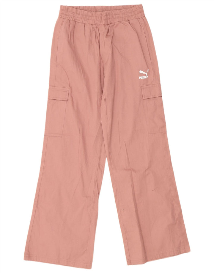 Pantaloni cargo Puma da donna a gamba larga medi W30 L30 cotone rosa