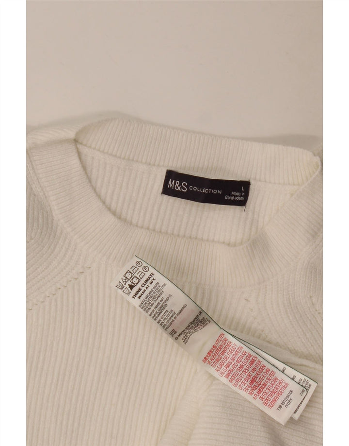 Maglione maglione girocollo da donna Marks & Spencer UK 16 grande viscosa bianca