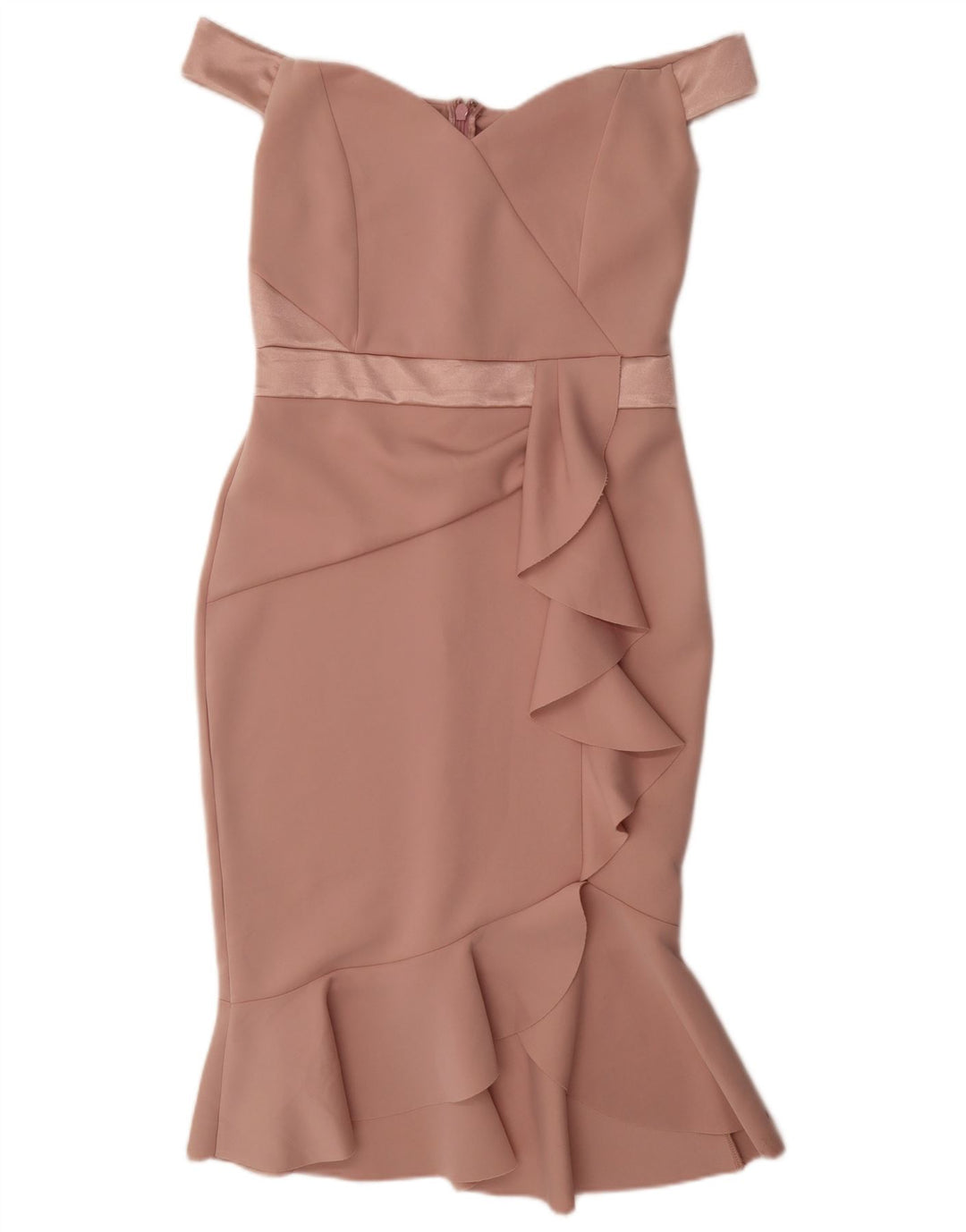 Abito da donna con spalle scoperte con volant sul davanti Lipsy UK 12 Poliestere rosa medio