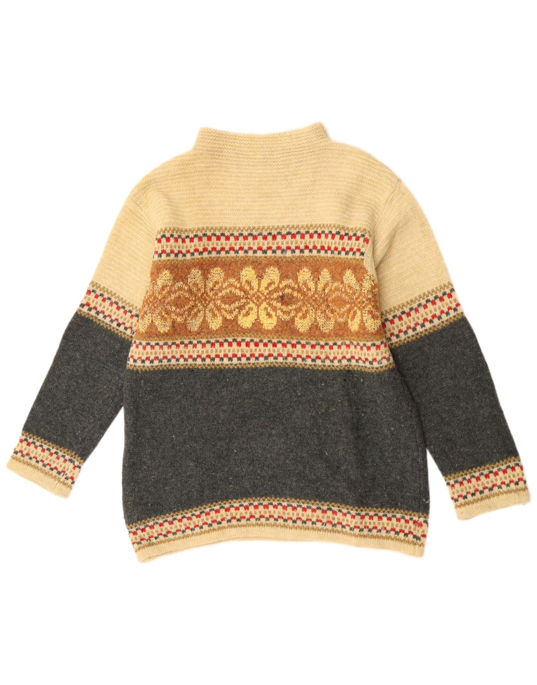 Maglione da donna a collo alto Benetton da donna UK 16 Large Grey Colourblock