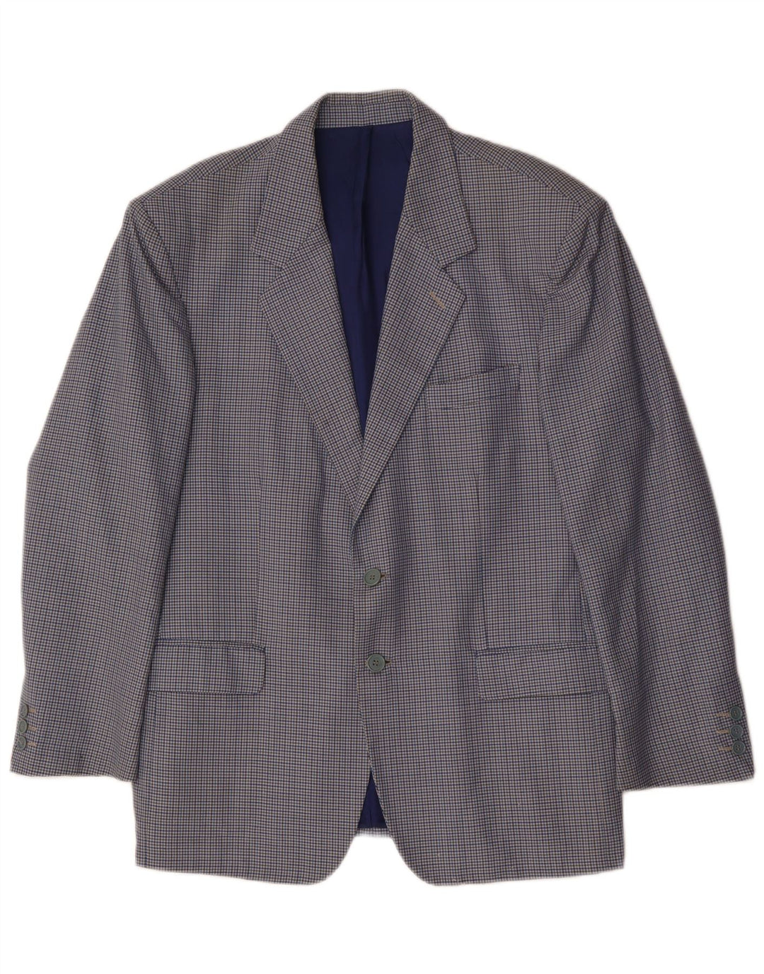 Giacca blazer da uomo a 2 bottoni VINTAGE IT 50 grande lana a quadri blu