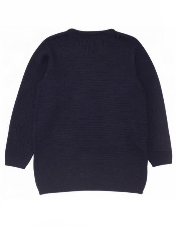 Maglione cardigan da donna di Edimburgo UK 14 Lana a quadri blu navy medio