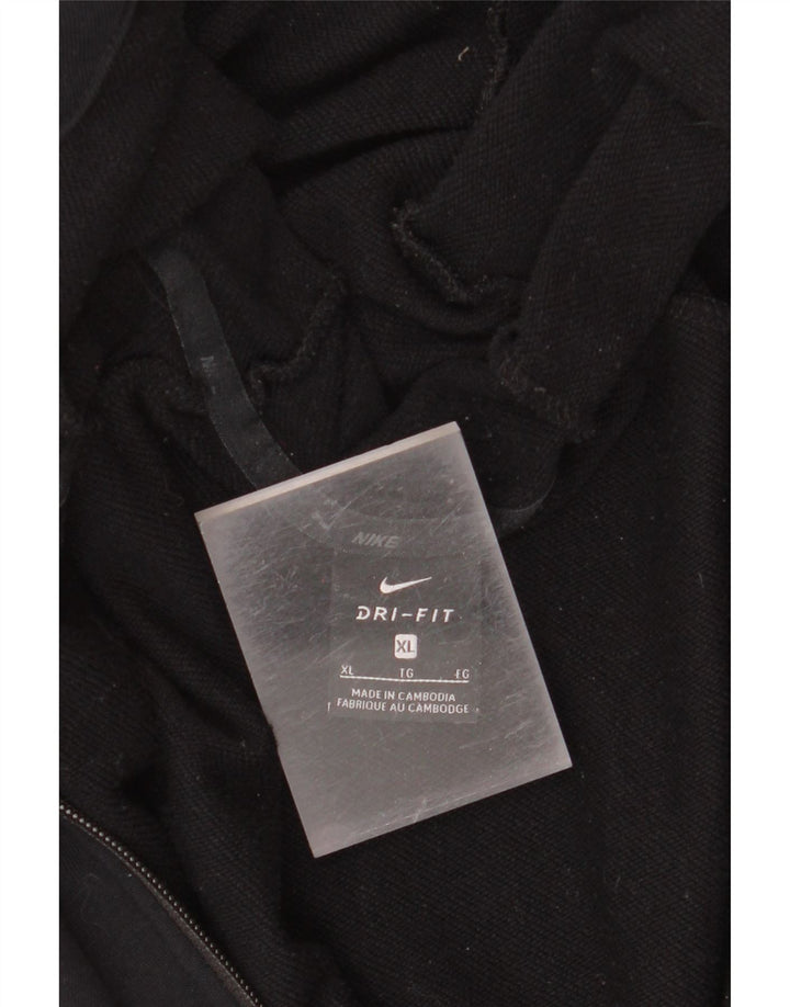 NIKE Mens Dri Fit Zip Hoodie Sweater XL Black Polyester