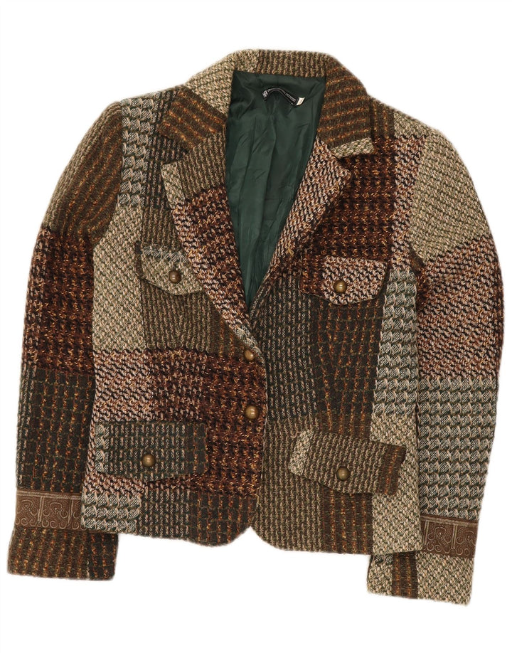 Giacca blazer da donna a 2 bottoni HALFON IT 46 grande patchwork multicolore